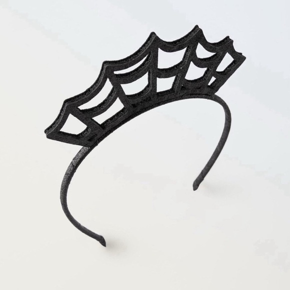 NWT Zara girls kids Black glitter spider web Crown Headband Halloween costume - Picture 2 of 5